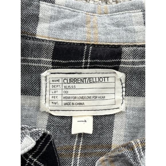 Current Elliott Shirts Lot of 2 Women's Small Blue Gray Flannel Plaid Sz 1 and 0 - Picture 7 of 16